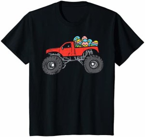 キッズ 赤いモンスタートラックの卵のイースターの卵狩りの男の子の子供の幼児 Tシャツ
