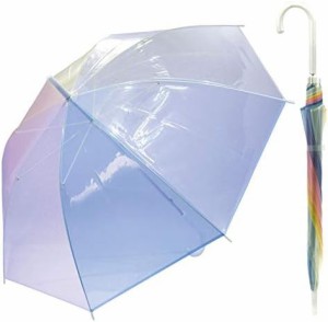 ZIP CORPORATION 透明傘 ビニール傘 おしゃれ 虹色 に輝く レインボー フィルム じょうぶ グラスファイバー 大きい 大人用 60cm 85501