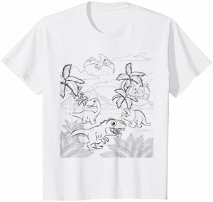 キッズ 子供の幼児のための白いシャツを着色する恐竜の色 Tシャツ