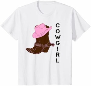 キッズ カウガール ウエスタンTシャツ ブーツ 帽子 拍車 女の子 ユース 子供用 Tシャツ