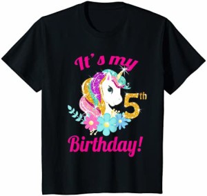 キッズ Its My 5th Birthday ユニコーンシャツ (5歳の女の子服) Tシャツ