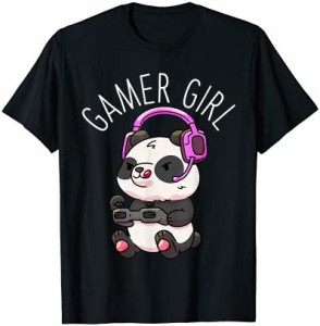 ゲ女の子のパンダゲーミングサーパンダビデオゲームの女性は女の子のギフト Tシャツ