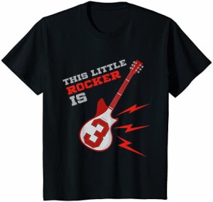 キッズ 3歳の誕生日 男の子 ギターTシャツ ロックミュージック 3歳 Tシャツ