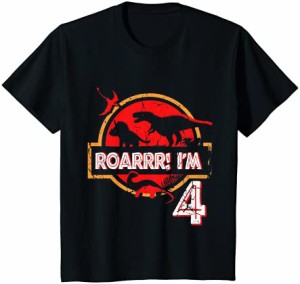 キッズ 4歳の誕生日ギフト 4歳 男の子 女の子 Roar Im 4 恐竜 Tシャツ