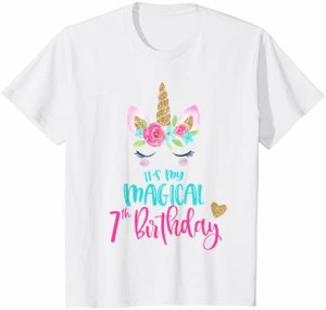 キッズ ユニコーン 7歳の誕生日パーティーシャツ 女の子 7歳 Tシャツ Tシャツ