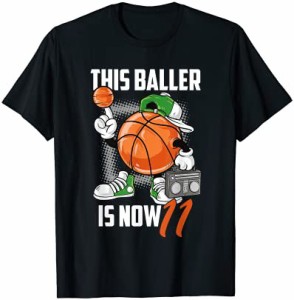 11歳の誕生日 バスケットボールプレーヤー 面白い 11歳 キッズ ボーイズ Tシャツ