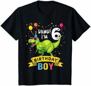 キッズ 6 Year Old Shirt 6th Birthday Boy Tシャツ レックス恐竜Tシャツ Tシャツ