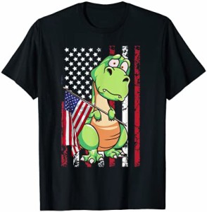 T-Rex American Flag 4th Of July Patriot Dinosaur Boys Kids Tシャツ