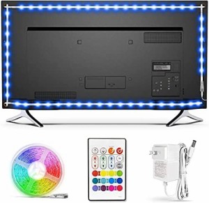 BASON led テープライト RGB テレビバックライト24キーリモコン操作 5.5m 間接照明 5050 SMD 電源給電式 リモコン付き 3M強力粘着テープ