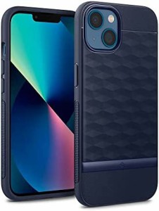 Caseology iPhone 13 対応 ケース TPU ソフト 3D ハニカム パターン 耐久性 カバー パララックス - ミッドナイトブルー