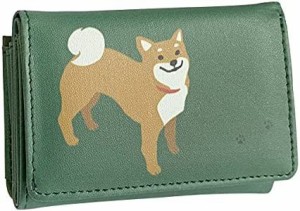 大西賢製版 Abeille ミニ財布 三つ折り 柴犬 カーキ dog APA-1606