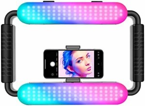 GVM スマートフォン RGB ビデオ照明リグ カメラビデオスタビライザー 自撮りライト プロフェッショナルLEDリングライト 携帯電話/アクシ