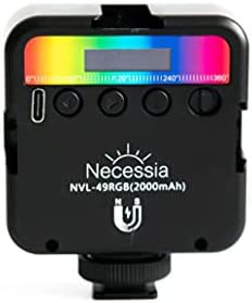 [ブランド] Necessia RGB撮影ライト LEDビデオライト RGBモード359色 CCTモード2500-9000K Type-Cケーブル付 充電式 2000mAh 自撮り Vlog
