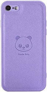 【送料無料】Panda Baby iPhone 7/8/SE第二世代/SE第三世代 レザーケース 本革に近い質感 (パープル)