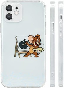 トムとジェリー iPhone12 用 ケース 可愛い クリア スマホケース 全機種対応 かわいい あいふぉん Jerryがアップルマークを描く 透明 耐