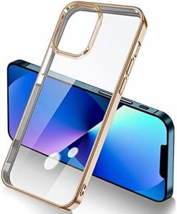 iPhone13 ケース クリア iPhone 13 カバー 透明 薄型 軽量 耐衝撃 TPU 電気めっき金 人気 全面保護カバー アイフォンケース 型(ゴールド)