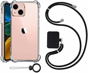 Ausrann iPhone13 用ケース アイフォン 13 用カバー ショルダー [ストラップ2種付き] 肩がけ 首掛け 紐付き ストラップホール付き MagSaf