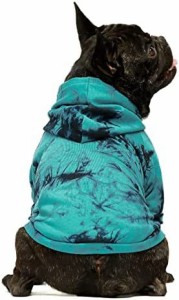 Fitwarm 犬服 パーカー 綿100% タイダイ 部屋着 着脱やすい 暖い 犬猫用 冬服 ペット 用 わんこ 用 超小型犬小型犬 パープル S