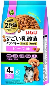 いなばペットフード すごい乳酸菌クランキー 190ｇ×4袋 ビーフ味