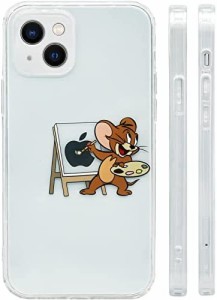 iPhone13 用 ケース トムとジェリー スマホケース 全機種対応 かわいい クリア あいふぉん Jerryがアップルマークを描く 携帯カバー ワイ