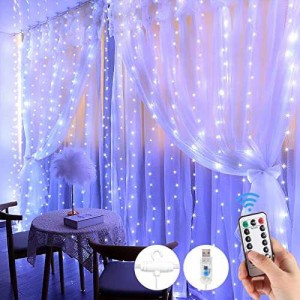 led カーテンライト ジュエリーライト フェアリーライト イルミネーション カーテン 3m*3m 300led電球 USB給電式 8 点滅パターン 室内 遠