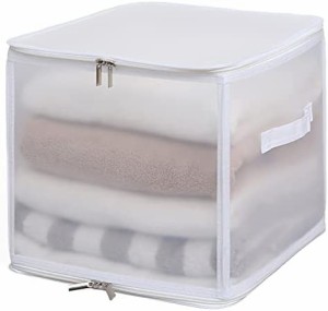 アストロ 収納ケース ホワイト 半透明 キューブ型 収納ボックス 衣類収納 クリアケース 折りたたみ 持ち手付き 711-90