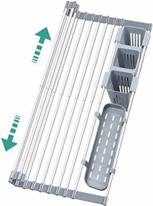 【送料無料】水切りラック 折りたたみ シンク上 丸めて収納 錆びない 抗菌 食器水切り 省スペース 食器 プレート 食器乾燥ラック 耐熱 滑