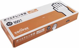 日本サニパック 使い捨て手袋 ポリエチレン手袋 XSサイズ 100枚 エンボス HDPE 半透明