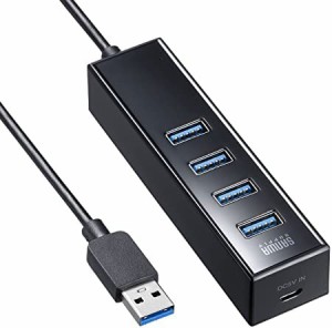 サンワサプライ 磁石付USB3.2 Gen1 4ポートハブ USB-3H405BKN