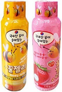 ハニーゼリー110g　蜂蜜味X1本　イチゴ味X1本　合計2本　韓国ゼリー　グミ　韓国食品　はちみつ　SNS　ASMR　話題