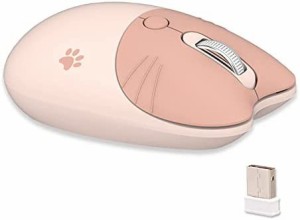 M3 可愛い猫 2.4G USBワイヤレス マウス 女性 子供 マウス おしゃれ カラフル 静音 PC、ノートPC対応 (ミルクティー)