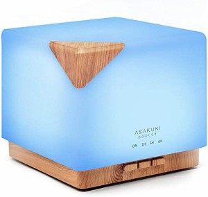 【送料無料】ASAKUKI 加湿器 卓上 アロマディフューザー 700ml大容量 超音波式 アロマ対応 タイマー LEDライト7色 空焚き防止 コンパクト