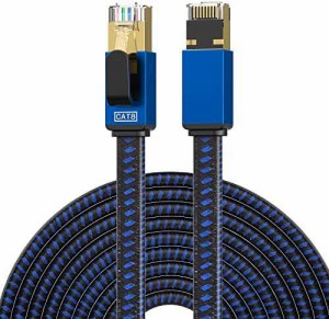 CAT8 LANケーブル3M カテゴリー8 イーサネットケーブル RJ45平型ナイロン編組LANケーブル 超高速対応 最大40GbpsBASE-T 2000MHz CAT8対応