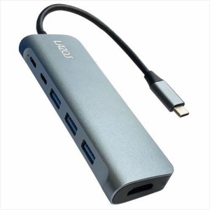 リーダーメディアテクノ LAZOS USB3.1 Type-Cハブ 6in1 4K HDMIポート PDポート シルバー