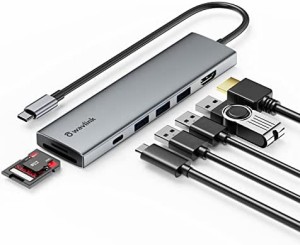 WAVLINK USB C ハブ 100W電力供給を備えた7-in-1 Type-Cマルチポートアダプター Type Cハブ 4K @ 30Hz HDMI出力 100W急速PD充電 USB3.0デ