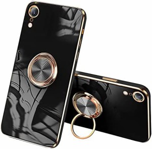 JOOBOY iPhone XR ケース リング付き メッキ加工 レンズ保護 tpu ソフト ストラップホール付き 耐衝撃 スリム おしゃれ スマホケース 携
