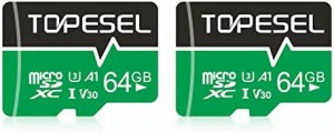 TOPESEL microSDカード 64GB(2個セット)書込最大85MB/s まいくろsdカード UHS-I U3, A1, V30 SDXC マイクロSDカード SDアダプター付 Nint