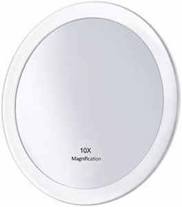 Frcolor 化粧鏡 10倍拡大鏡 メイクアップミラー まる鏡 吸盤付き 拡大ミラー 女優ミラー ホワイト 1枚