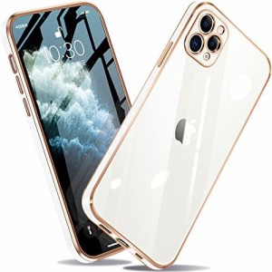 iPhone11pro ケース 透明 薄型 軽量 アイフォン11プロ TPU レンズ保護 ワイヤレス充電対応 耐衝撃 メッキ加工 バンパー ストラップホール