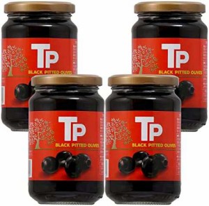TP ブラックオリーブ 340g×4個 瓶 [ スペイン産 種抜き 塩漬け オヒブランカ種 ]
