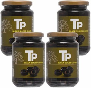 TP ブラックオリーブ スライス 瓶 340g×4個 [ スペイン産 塩漬け オヒブランカ種 ]