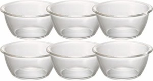 HARIO(ハリオ) 日本製 耐熱ガラス製 サラダボウル 300ml BUONO kitchen HSB-30-BK 6個セット クリア