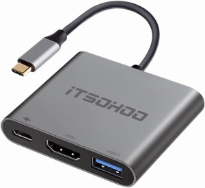 USB Type C HDMI変換アダプター iTSOHOO 3 in 1 USB タイプC ハブ HDMI コンバーター+4K解像度HDMIポート+USB3.0ポート+100W USB C PD充
