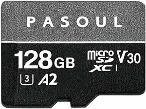 PASOUL microSD 128GBUHS-I U3 V30 A2 規格 4K Ultra HD 対応 最大速度100MB/s 10年保証 PACFA2-128GU30