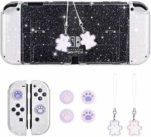 DLseego Switch OLED用 ケース 有機elモデルケースニンテンドースイッチ有機el カバー 分離式カバー TPU素材 超軽量 耐衝撃 猫 肉球 取り