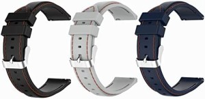 SHEAWA Xiaomi Mi Watch用バンド ベルト 3色セット 交換バンド シリコン 交換ベルト スポーツバンド アクセサリー (ブラック+ライトグレ