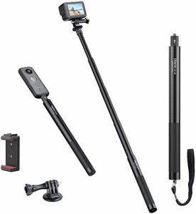 【送料無料】Ulanzi 121cm アクションカメラ自撮り棒 目に見えない 自撮り棒 1/4インチネジ 長さ29.5cm から121cmまで 調節可能 5階伸縮 