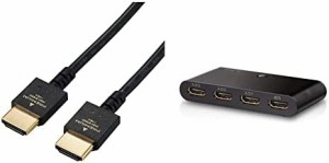 【HDMIケーブル切替器セット】エレコム HDMI ケーブル 1ｍ プレミアム 4K 2K (60P) UltraHD 3DフルHD スリムタイプケーブル ブラック DH-