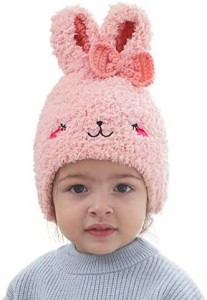 ベビーニット帽子 冬用 8か月-3歳 46-50cm 耳あて 可愛いアニマル耳付き 男の子 女の子 赤ちゃん キッズ フリーサイズ ふわふわ 暖かい
