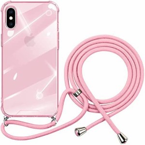 iPhone XS Max ケース クリア ネック ショルダー ストラップ付き 首掛け スマホ 肩掛け 調節可能なショルダー 紐付き 斜めがけ 織りスト